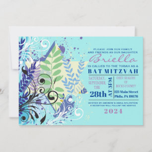 Invitation ABSTRAITE FLORAL STAR Turquoise