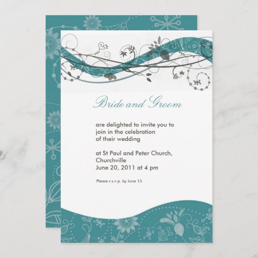 Invitation abstraite florale et de remous - (Devant / Derrière)