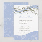 Invitation abstraite florale et de remous - bleu (Devant / Derrière)