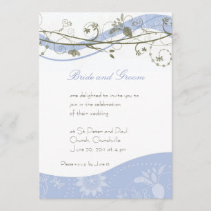 Invitation abstraite florale et de remous - bleu