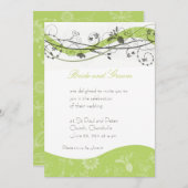 Invitation abstraite florale et de remous - vert (Devant / Derrière)