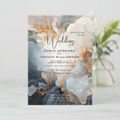 Invitation Abstraite Indigo et Gold (Debout devant)