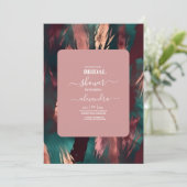 Invitation Abstraite mariée rose pâle foncé en cuivre (Debout devant)