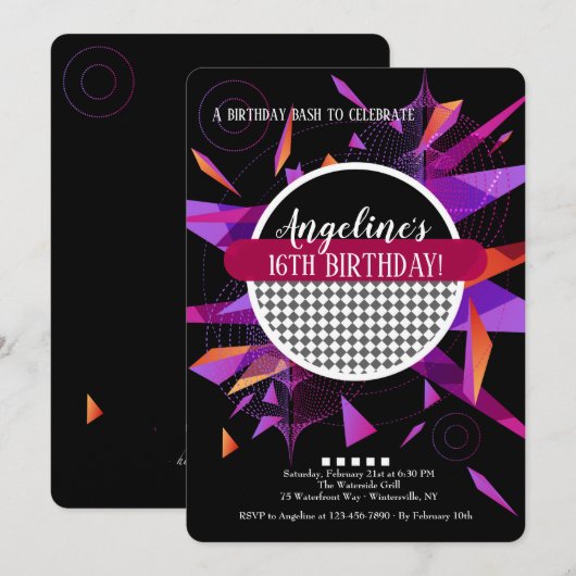 Invitation Abstraite Mauve (Devant / Derrière)