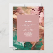 Invitation Abstraite médaille d'or rose vert émeraude (Devant)