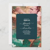 Invitation Abstraite médaille d'or rose vert émeraude (Devant)