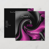 Invitation Abstraite Noir Prune Violet pour 30e An (Devant / Derrière)