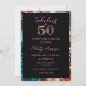 Invitation Abstraite Parties scintillant colorée 50e annivers (Devant)