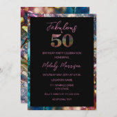 Invitation Abstraite Parties scintillant colorée 50e annivers (Devant / Derrière)