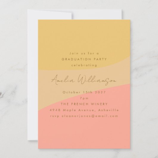 Invitation Abstraite Peach Yellow Boho Shapes Graduation Part (Devant)