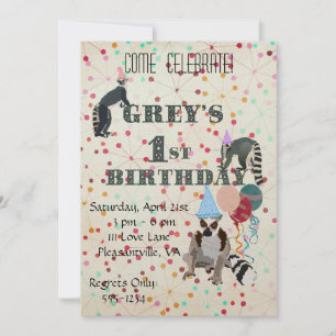 Invitation Abstraite pour l'anniversaire de Lemurs