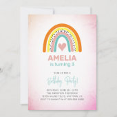 Invitation Abstraite Rainbow Girls 3ème anniversaire (Devant)