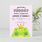 Invitation Abstraite Rose moderne Simple mignonne Grenouille (Debout devant)