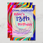 Invitation Abstraite spirale colorée de Crayons fondus (Devant / Derrière)