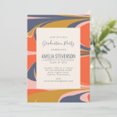 Invitation Abstraite Swirl Retro Colorful Mood Graduation Par (Debout devant)