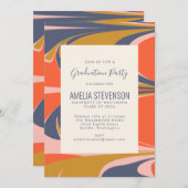 Invitation Abstraite Swirl Retro Colorful Mood Graduation Par (Devant / Derrière)