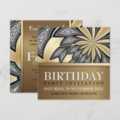Invitation Abstraite Tribal Golden Birthday Party (Devant / Derrière)