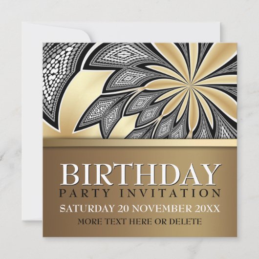 Invitation Abstraite Tribal Golden Birthday Party (Devant)