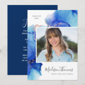 Invitation Abstraite Watercolor Photo Graduation Party (Devant / Derrière)