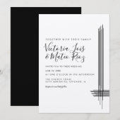 Invitation Abstraits  Mariage de beige noir blanc (Devant / Derrière)