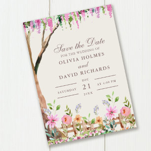 Invitation Acacia rustique avec Fleurs sauvages Enregistrer l