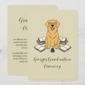 Invitation Academic Golden Retriever Graduation Announcement