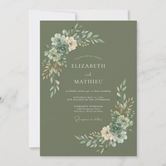 Invitation Accent de mariage Fleur de sauge (Devant)
