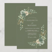 Invitation Accent de mariage Fleur de sauge (Devant / Derrière)