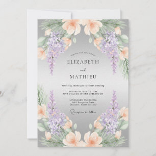 Invitation Accent de mariage Lavande Fleur de Pêcher