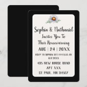 Invitation Accent Floral Noir et Blanc Simple Réchauffement m (Devant / Derrière)