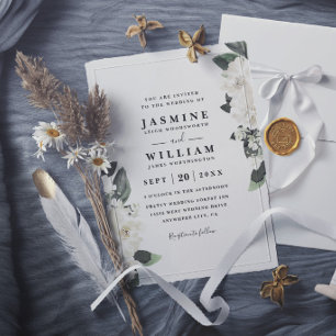 Invitation Accent Floral Romantique Élégant Chic Mariage Rust