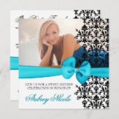 Invitation Accentué de Damas bitumineux [Turquoise (Devant / Derrière)