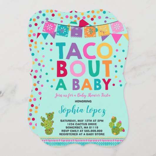 Invitation Accès de taco d'invitation de baby shower de (Devant / Derrière)