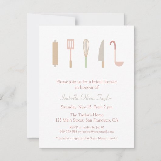 Invitation Accessoires de Cuisine de cuisine Ustensiles Fête (Devant)