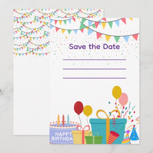 Invitation Accessoires de Fête Colorés (Devant / Derrière)
