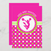 Invitation Acclamation/rose personnalisés de Pom - pois vert (Devant / Derrière)