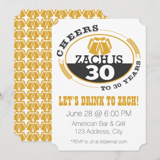 Invitation Acclamations à 30 ans (Devant / Derrière)