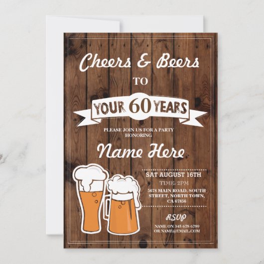 Invitation Acclamations à 60 ans d'anniversaire cinquantième (Devant)