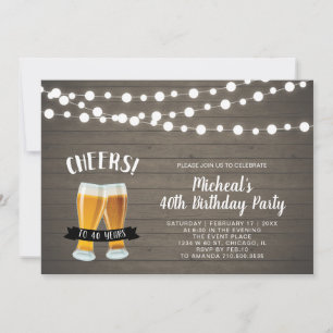 Invitation Acclamations de bois, fête d'anniversaire de bière