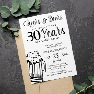 Invitation Acclamations et bières 30 ans hommes anniversaire