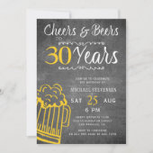 Invitation Acclamations et bières 30 ans hommes tableau noir (Devant)