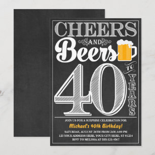 Invitation Acclamations et bières à 40 ans d'invitation