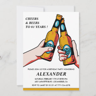 Invitation Acclamations et bières Adultes Hommes 61e annivers