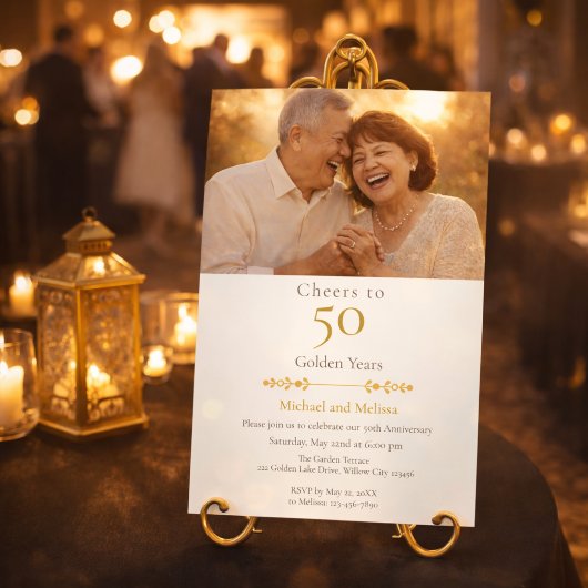 Invitation Acclamations romantiques pour 50 ans d'or