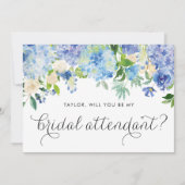 Invitation Accompagnateur de mariée Blue Hydrangea et White R (Devant)