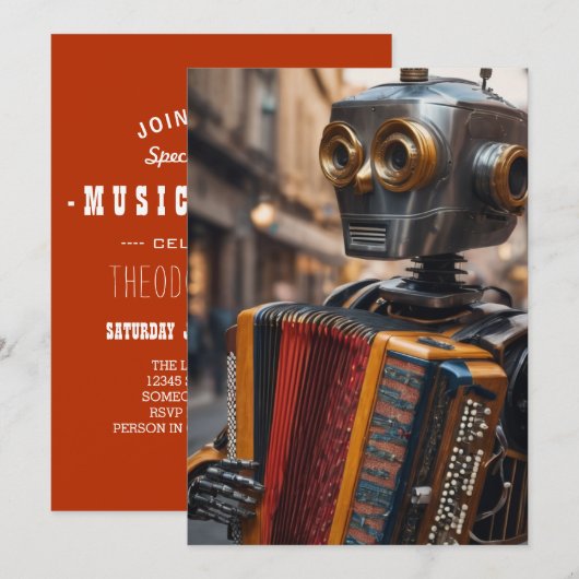 invitation accordéon robot (Devant / Derrière)