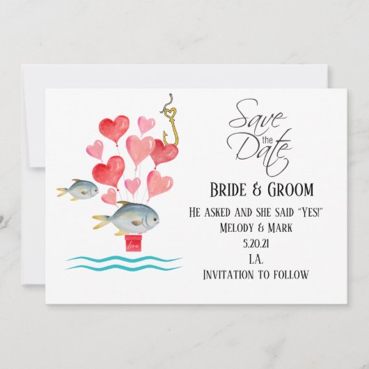 Invitation Accroché sur le Mariage de pêche (Devant)