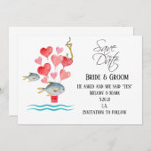 Invitation Accroché sur le Mariage de pêche (Devant / Derrière)