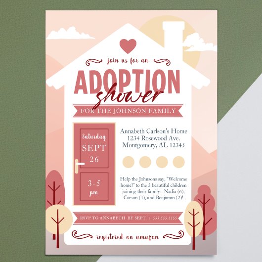 Invitation "Accueil Bienvenue" Adoption Enfant / Baby shower