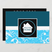 Invitation accueil bleu damas (Devant / Derrière)